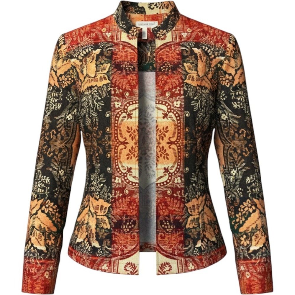 VTG Coldwater Creek Tapestry Jacket Womens M Mixed Print Paisley Cardigan Blazer